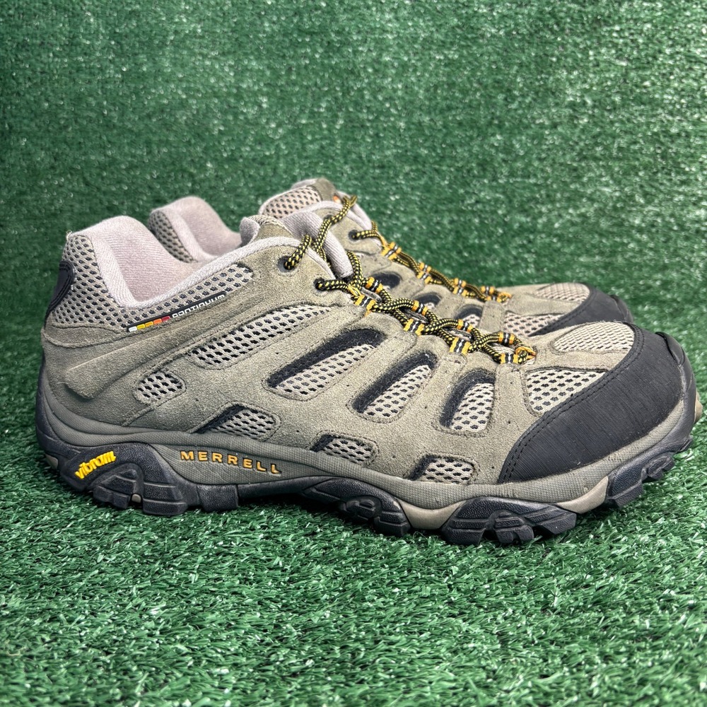 Merrell Moab Vibram Suede Mesh Hiking Trail Shoes Olive Brown Mens Size 14 Wide